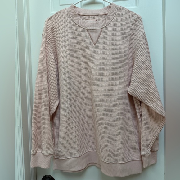 aerie Sweaters - Aerie Light Pink Waffle Knit Crewneck Sweater